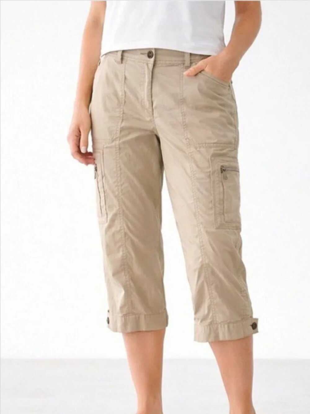 Chico's Tan Crop Utility Pants size 0.5